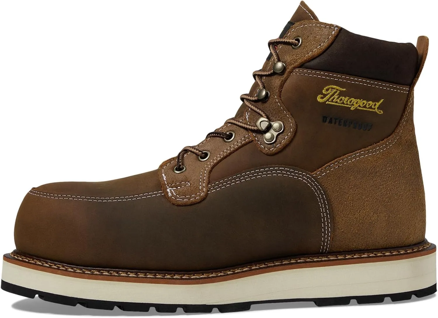 Thorogood Iron River 6” Leather Waterproof Work Shoes for Men with Composite Safety Toe Oil and Slip-Resistant Outsole