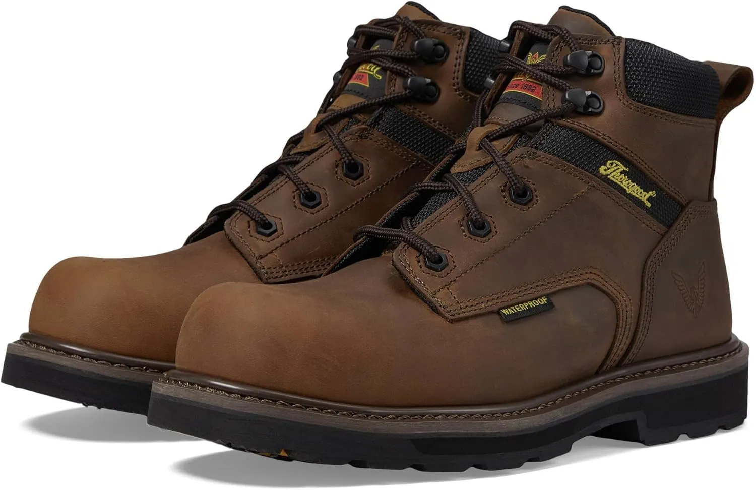 Thorogood Job-Site Series 6" Composite Safety Toe Waterproof Leather Work Boots for Men with Slip-Resistant Outsole