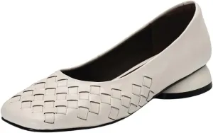 TinaCus Women's Genuine Leather Comfortable Weave Square Toe Slip On Casual Flats Dressy Shoes