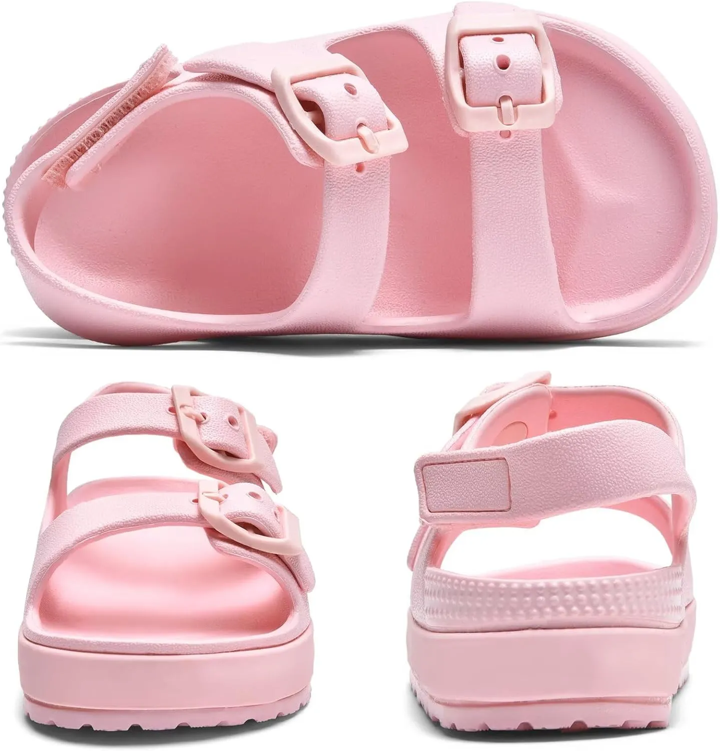 Toddler Boys Girls Double Buckle Sandals Open Toe Flat Slide Kids With Adjustable Back Strap Beach Slippers Children Beach Slippers Children