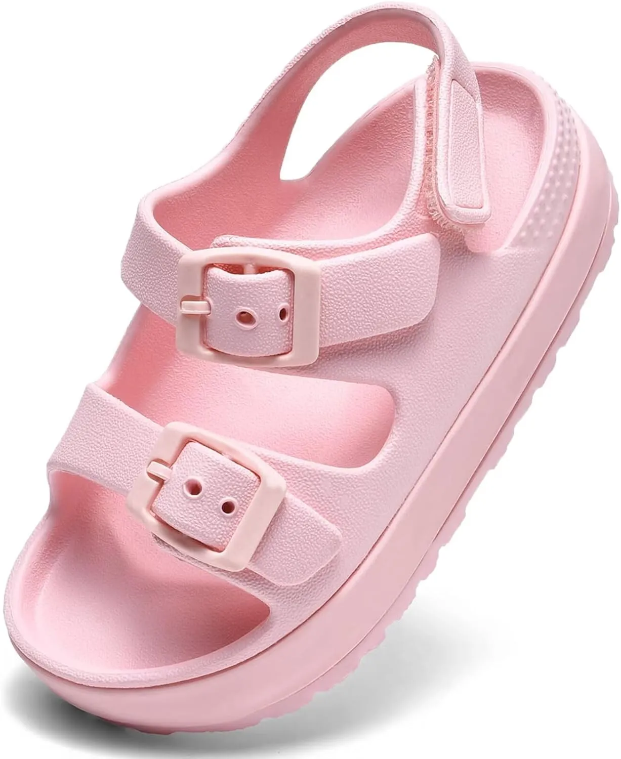 Toddler Boys Girls Double Buckle Sandals Open Toe Flat Slide Kids With Adjustable Back Strap Beach Slippers Children Beach Slippers Children