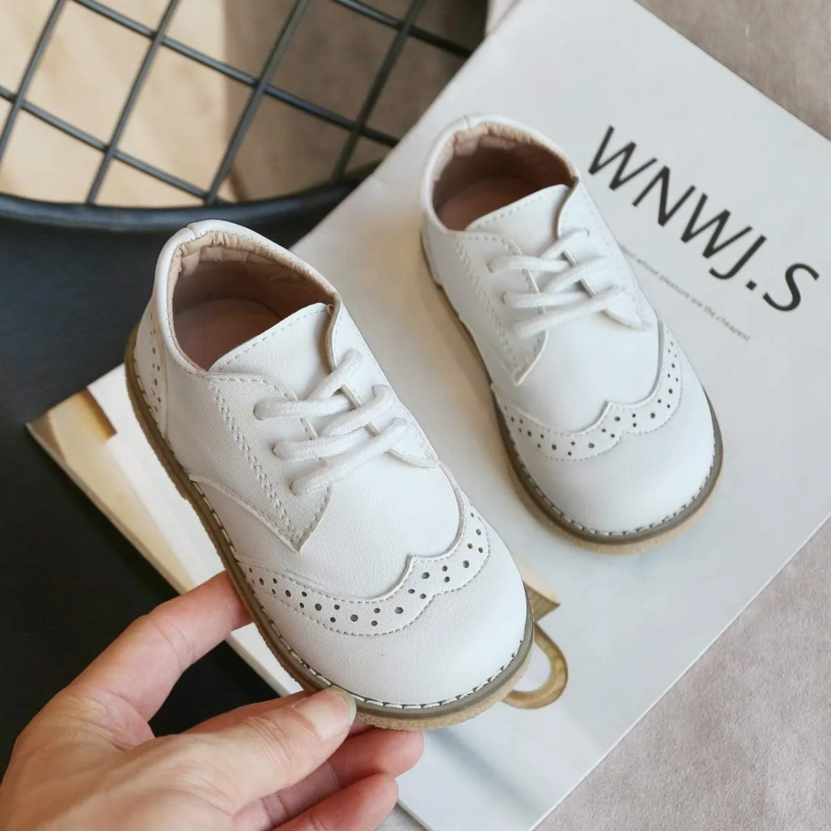 Toddler Boys Girls Dress Shoes Brown Black Leather Loafers Wedding Oxford Shoes Uniform School Flat Shoes