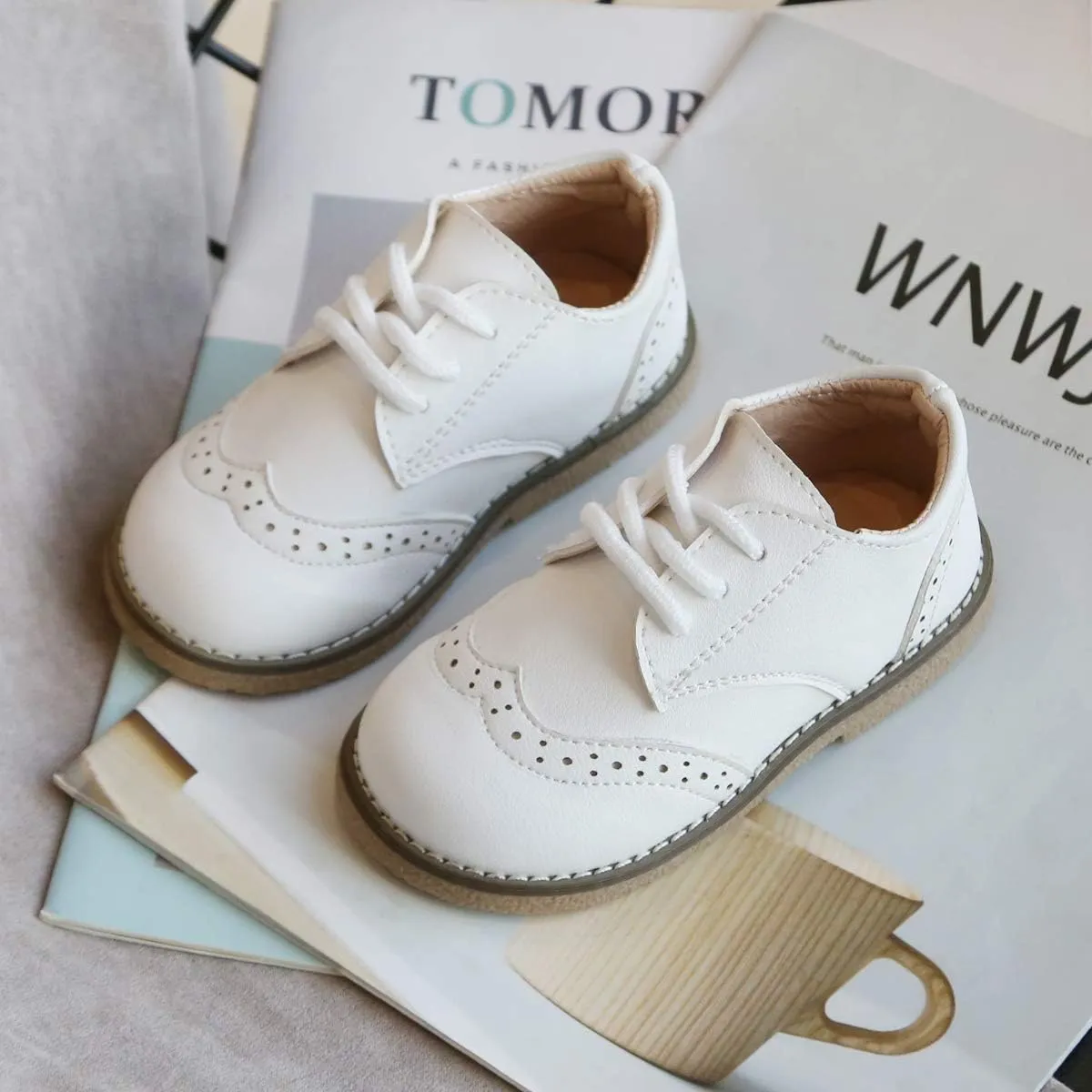 Toddler Boys Girls Dress Shoes Brown Black Leather Loafers Wedding Oxford Shoes Uniform School Flat Shoes
