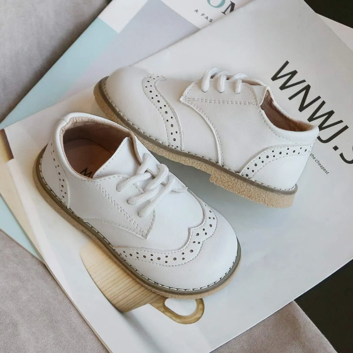Toddler Boys Girls Dress Shoes Brown Black Leather Loafers Wedding Oxford Shoes Uniform School Flat Shoes