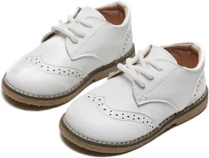 Toddler Boys Girls Dress Shoes Brown Black Leather Loafers Wedding Oxford Shoes Uniform School Flat Shoes