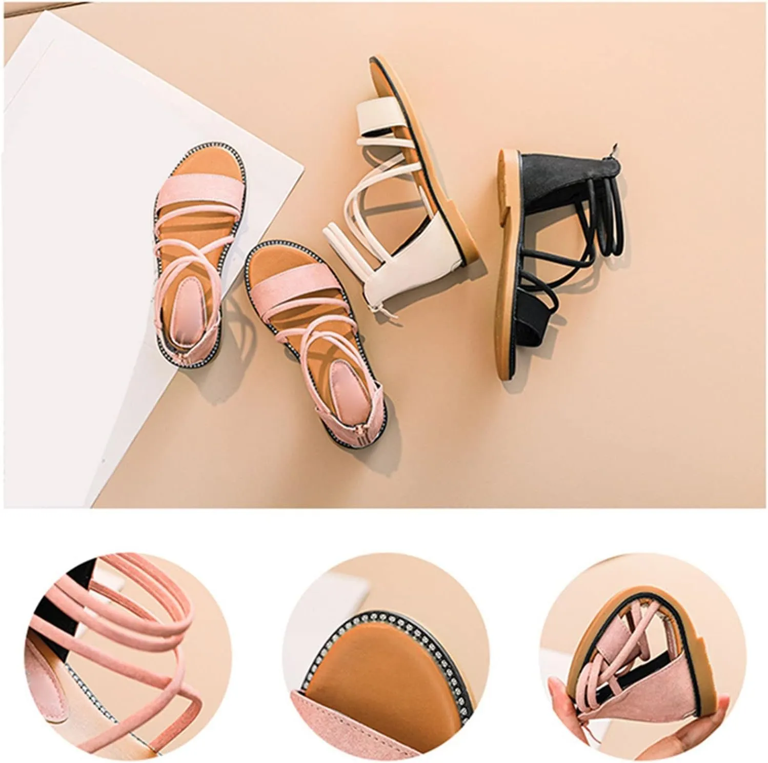 Toddler Girls Summer Sandals Solid Open Toe Hig Flat Shoes Girls Beach Holiday Child Cute Zipper Sandals