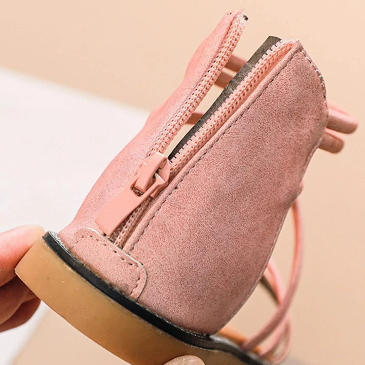 Toddler Girls Summer Sandals Solid Open Toe Hig Flat Shoes Girls Beach Holiday Child Cute Zipper Sandals