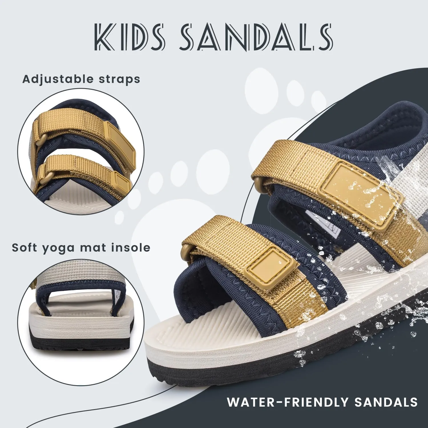 Toddler Little Kid Sandals Boys Girls Adjustable Strap Open-Toe Summer Outdoor Unisex Child Sport Beach Sandals(Toddler/Little Kid/Big Kid)