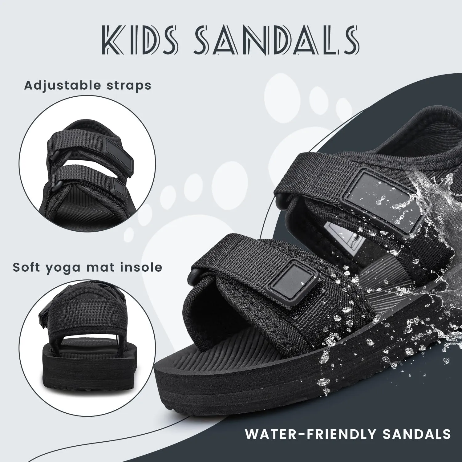 Toddler Little Kid Sandals Boys Girls Adjustable Strap Open-Toe Summer Outdoor Unisex Child Sport Beach Sandals(Toddler/Little Kid/Big Kid)