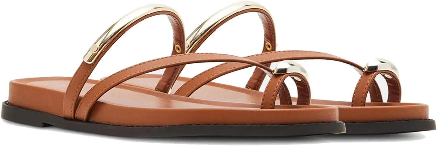 Toe Ring Thong Sandals for Women Open Toe Strappy Flat Sandals Casual Summer Dressy Beach Slide Sandals