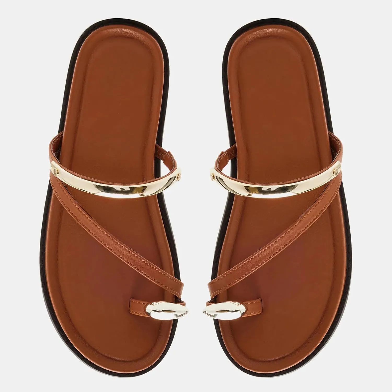 Toe Ring Thong Sandals for Women Open Toe Strappy Flat Sandals Casual Summer Dressy Beach Slide Sandals