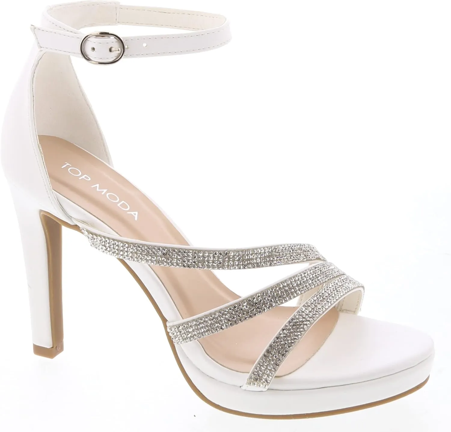 TOP Moda Women's Ankle Strap Open Toe High Stiletto Platform Dress Pump Heel Sandals