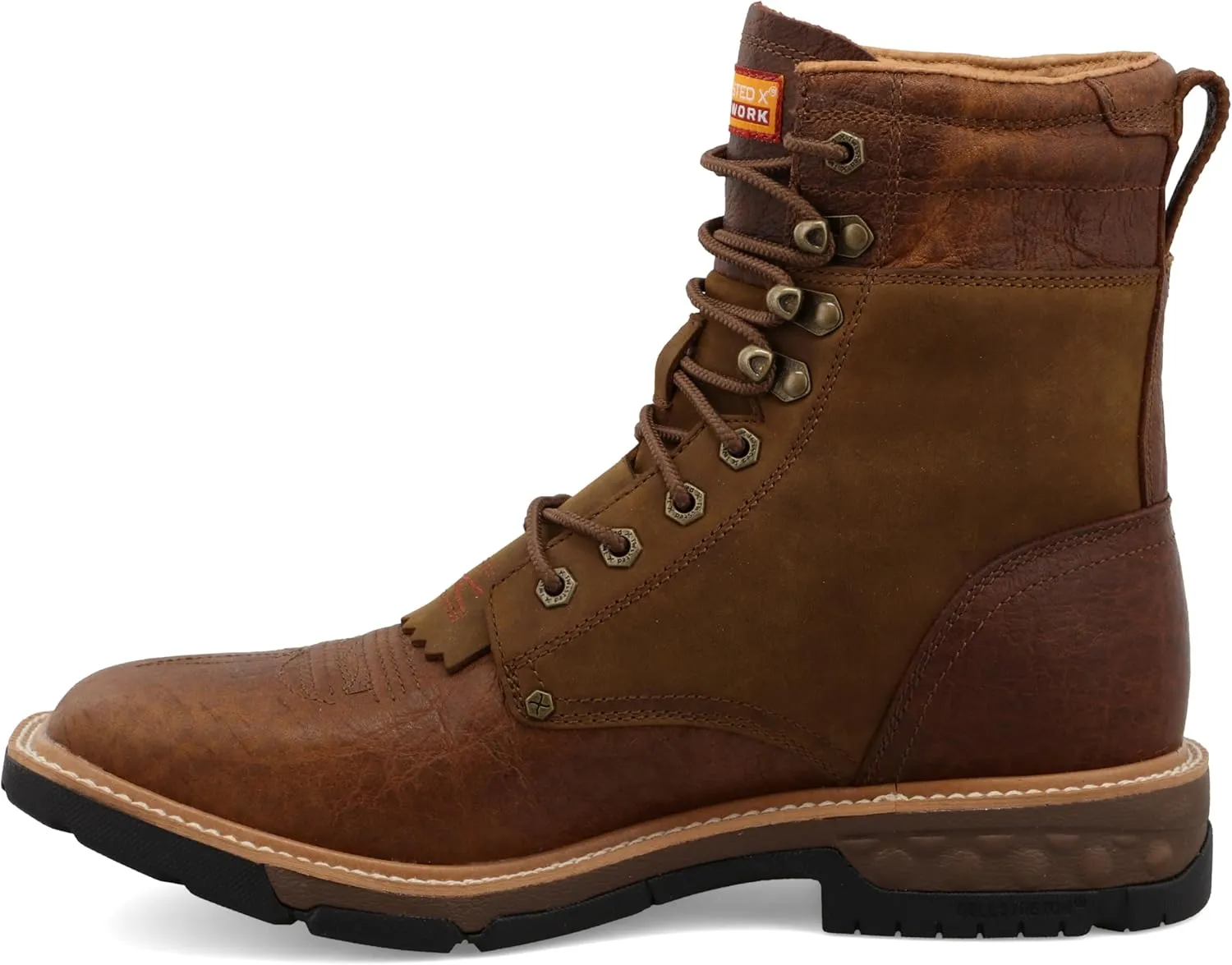 Twisted X Men's 8" CellStretch Lacer - Casual Western Boots for Men, Distressed Saddle & Cognac - Waterproof