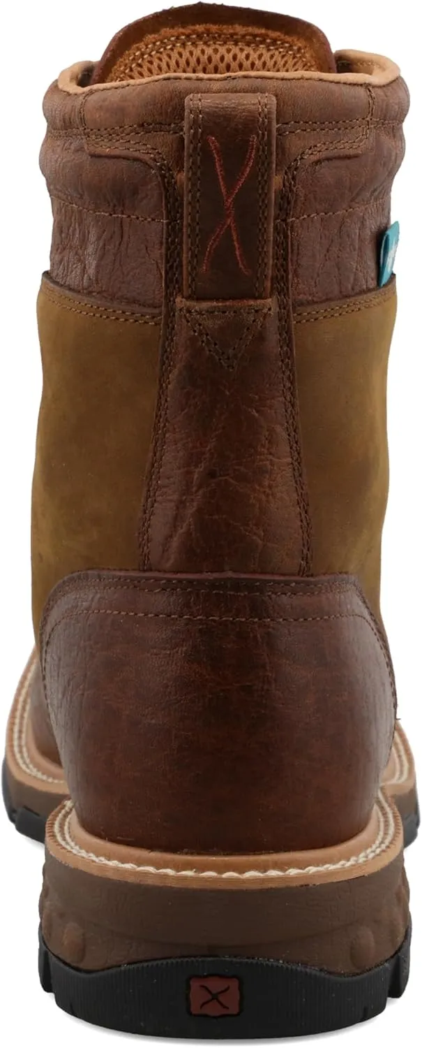 Twisted X Men's 8" CellStretch Lacer - Casual Western Boots for Men, Distressed Saddle & Cognac - Waterproof