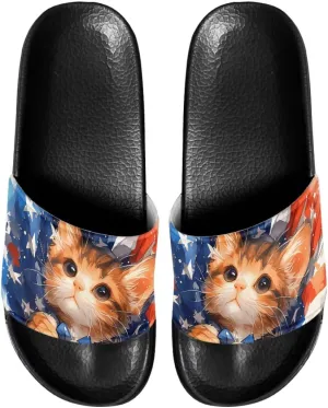Unisex Slide Sandals with Soft Footbed Comfort Slides for Women and Men, Slide Sandals Leather Size 6-13.5