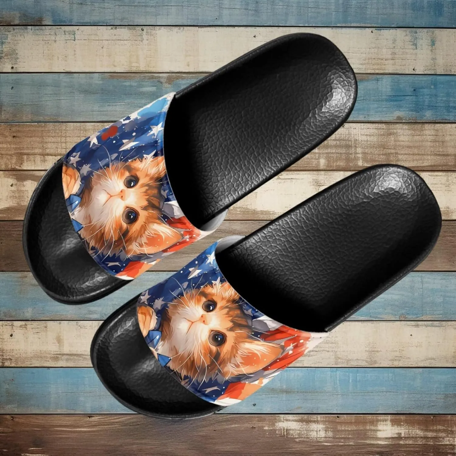 Unisex Slide Sandals with Soft Footbed Comfort Slides for Women and Men, Slide Sandals Leather Size 6-13.5