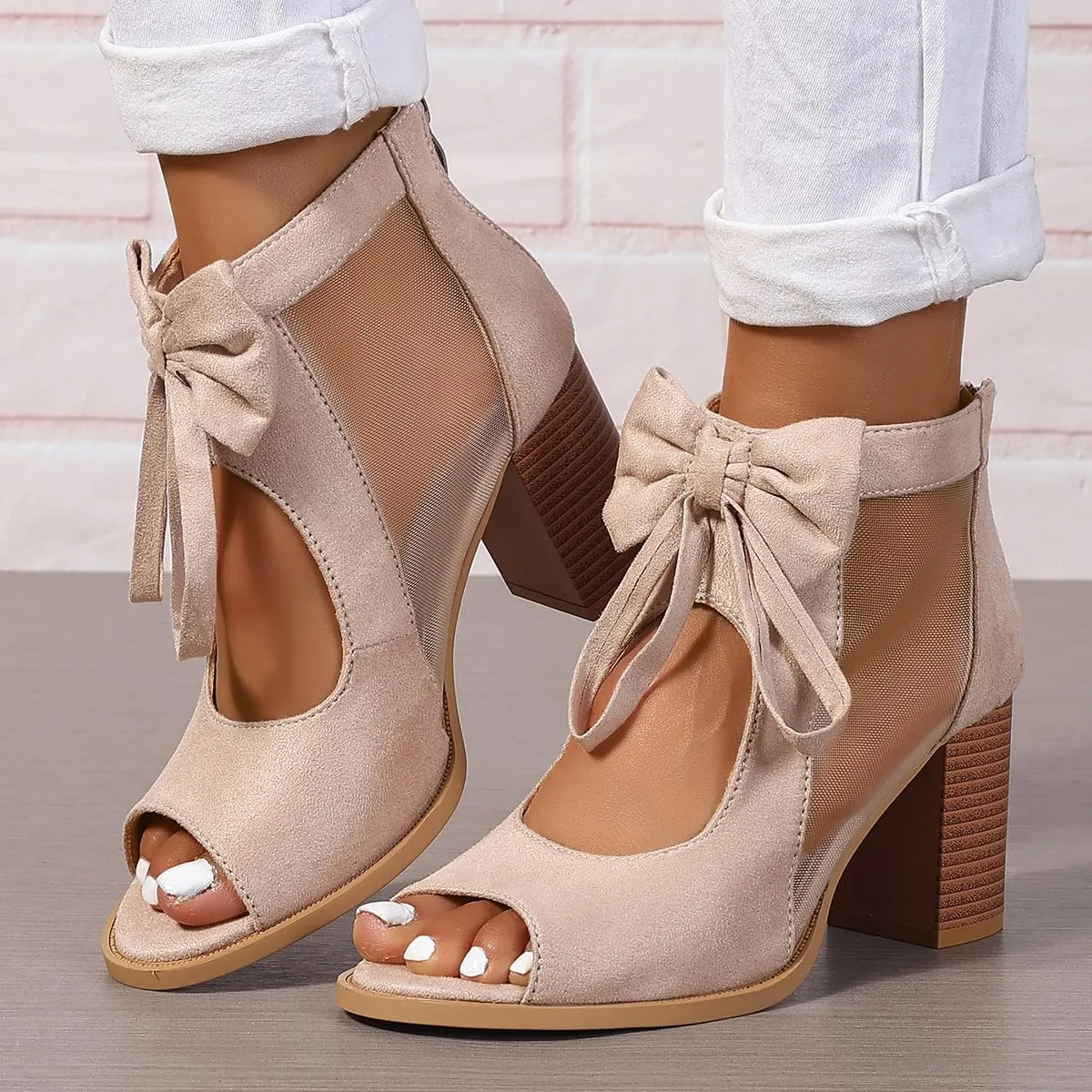 UOQAPRE Chunky Heeled Sandals for Womens Bohemian Cutout Open Toe Summer Block Womens Heeled Party Dress Sandals