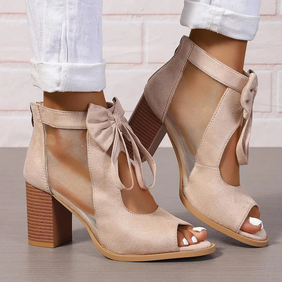 UOQAPRE Chunky Heeled Sandals for Womens Bohemian Cutout Open Toe Summer Block Womens Heeled Party Dress Sandals