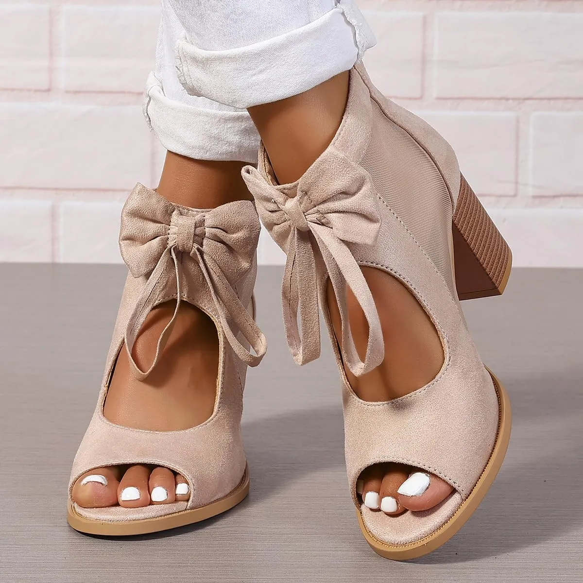 UOQAPRE Chunky Heeled Sandals for Womens Bohemian Cutout Open Toe Summer Block Womens Heeled Party Dress Sandals