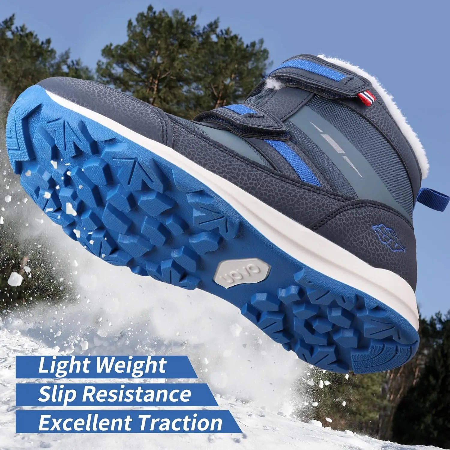 UOVO Boys Snow Boots Winter Waterproof Slip Resistant Fur Lined Outdoor Shoes(Little Kid/Big Kid)