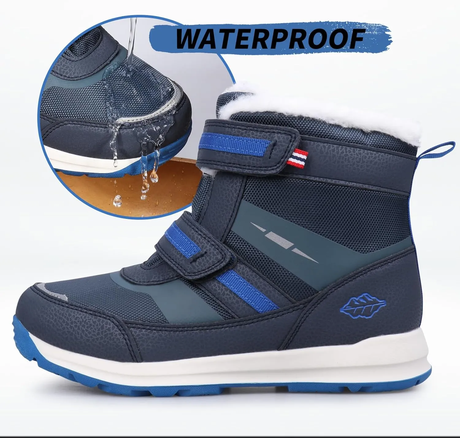 UOVO Boys Snow Boots Winter Waterproof Slip Resistant Fur Lined Outdoor Shoes(Little Kid/Big Kid)