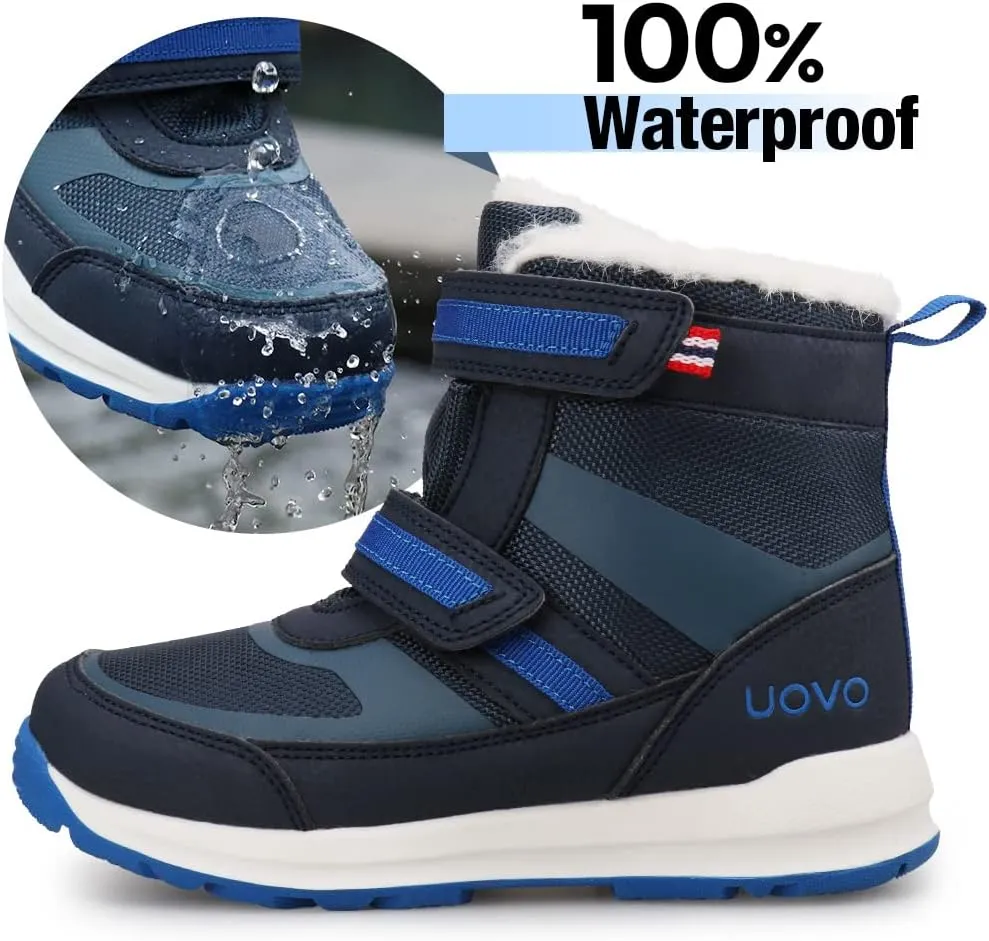 UOVO Boys Winter Snow Boots - Waterproof, Warm, Slip Resistant Outdoor Boots for Kids (Little/Big Boys)
