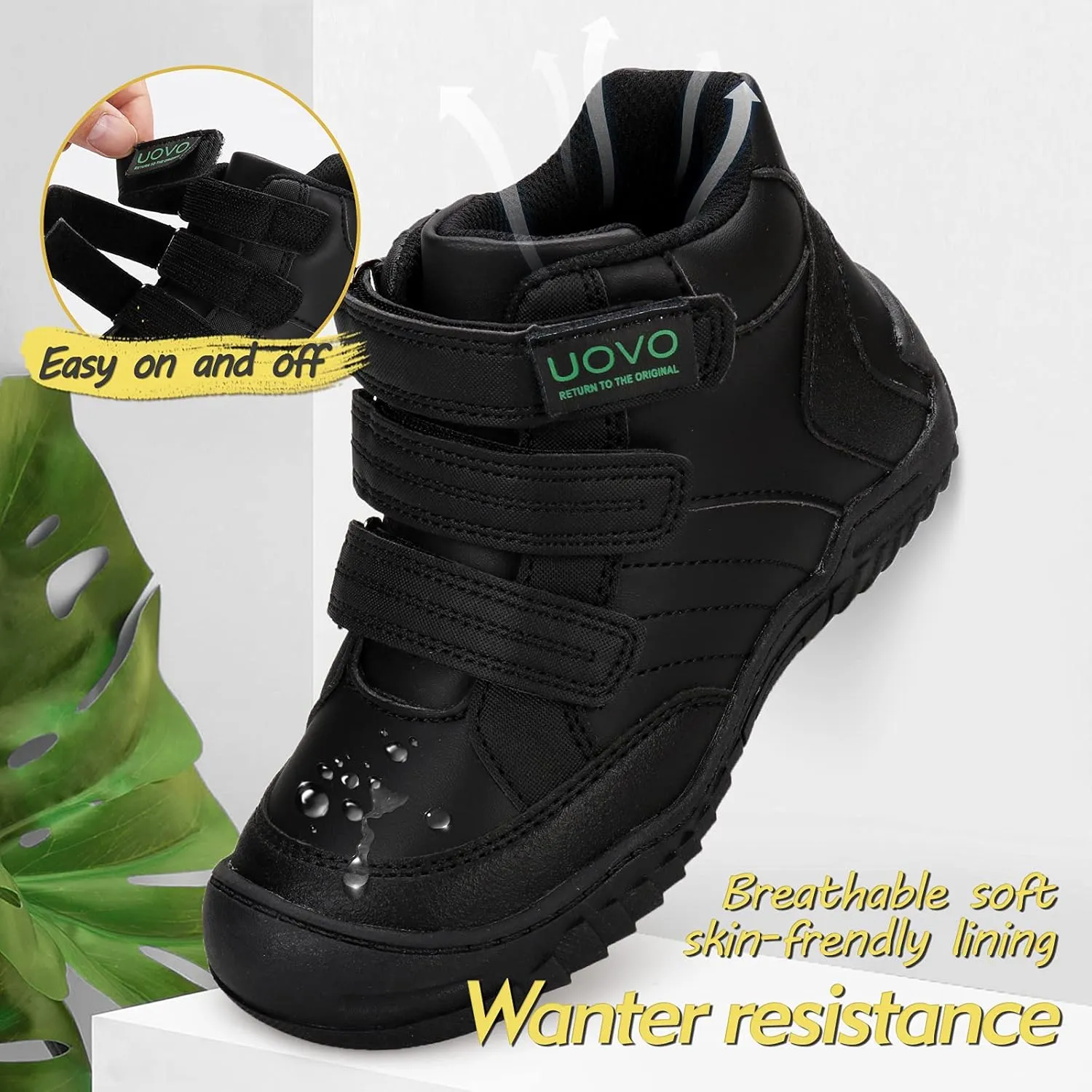 UOVO Kids Boys Shoes Water Resistant Boots Non-Slip Mid-Top Skateboarding Childern Athletic (Little/Big Kids)