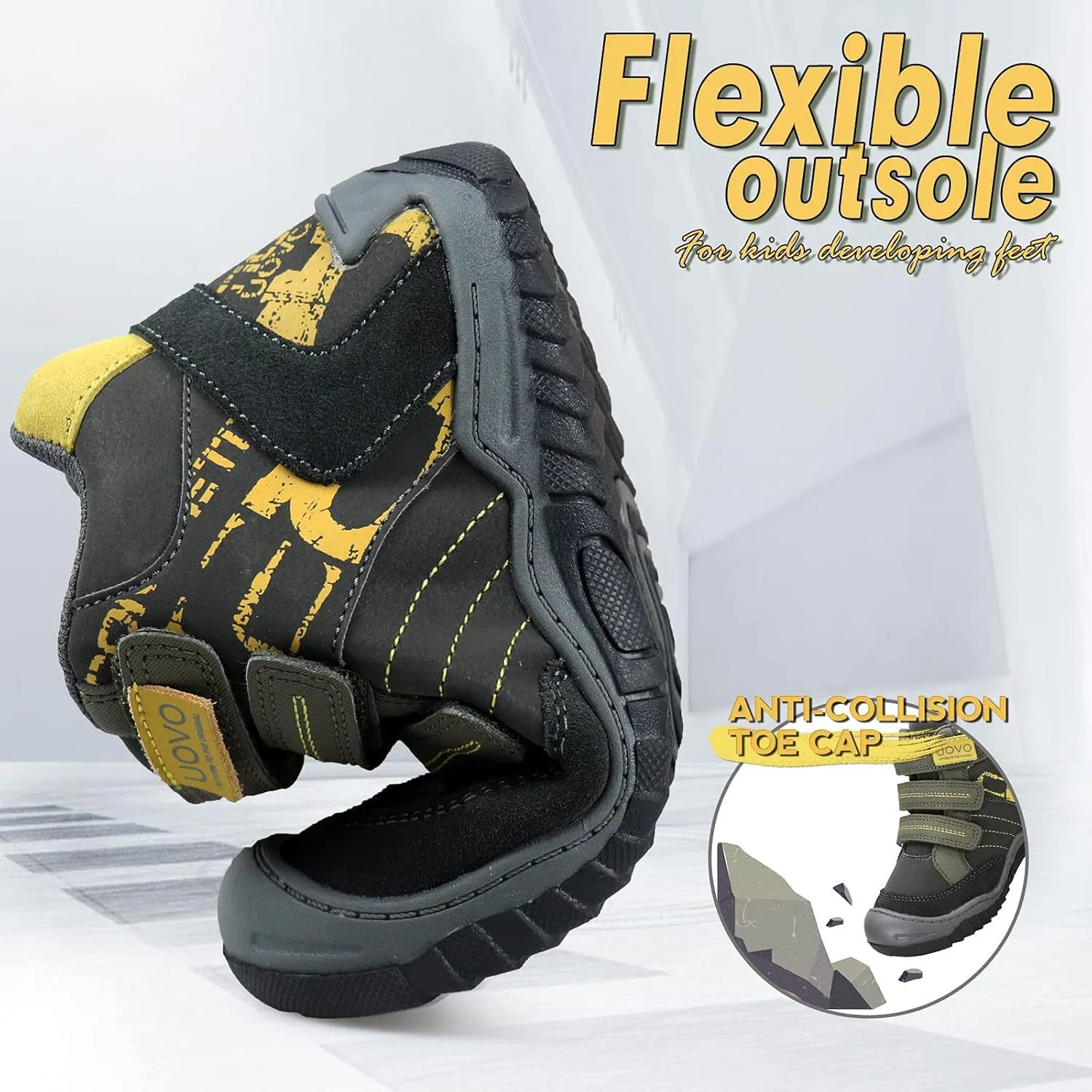 UOVO Kids Boys Shoes Water Resistant Boots Non-Slip Mid-Top Skateboarding Childern Athletic (Little/Big Kids)