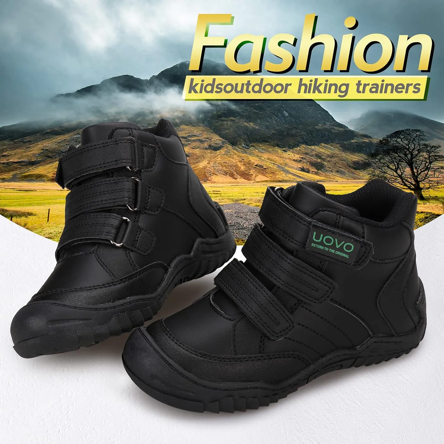 UOVO Kids Boys Shoes Water Resistant Boots Non-Slip Mid-Top Skateboarding Childern Athletic (Little/Big Kids)