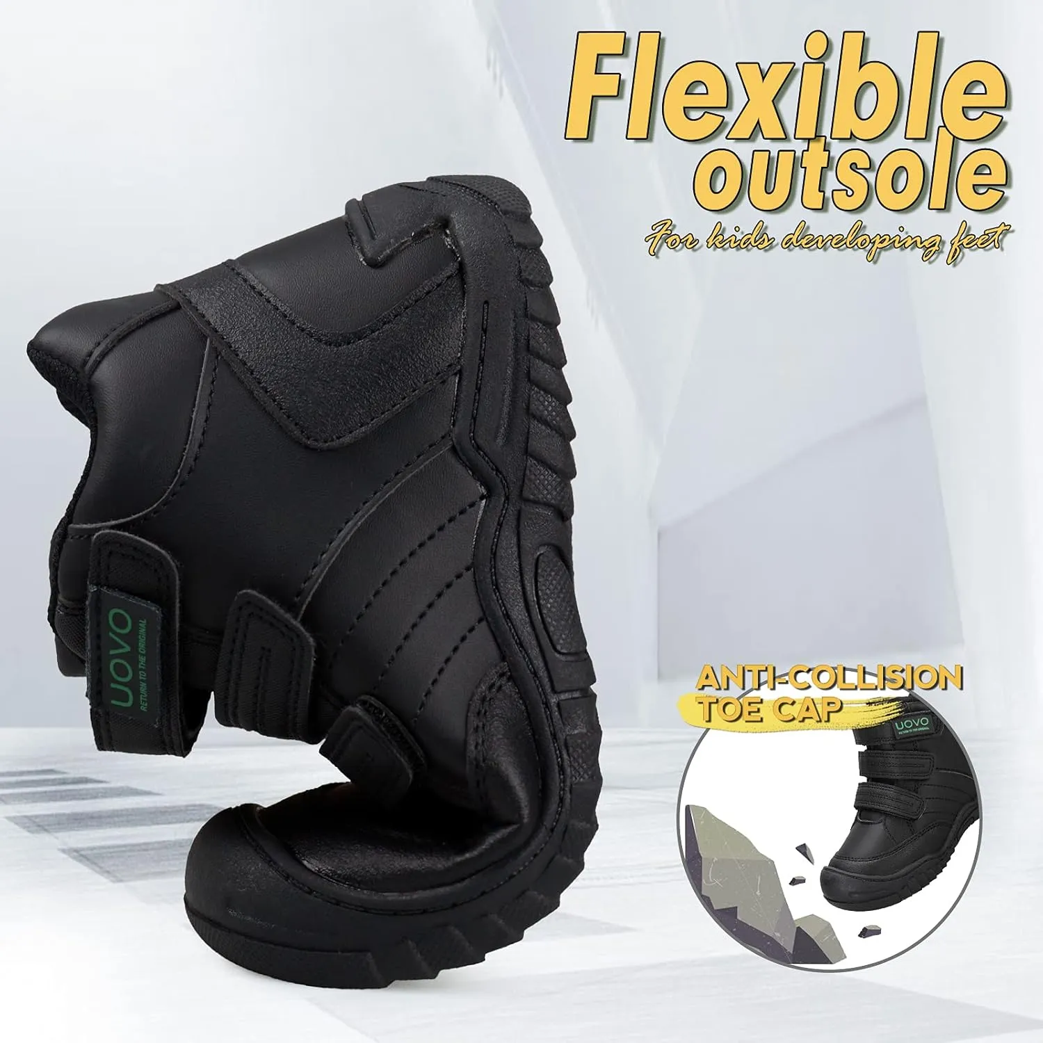 UOVO Kids Boys Shoes Water Resistant Boots Non-Slip Mid-Top Skateboarding Childern Athletic (Little/Big Kids)