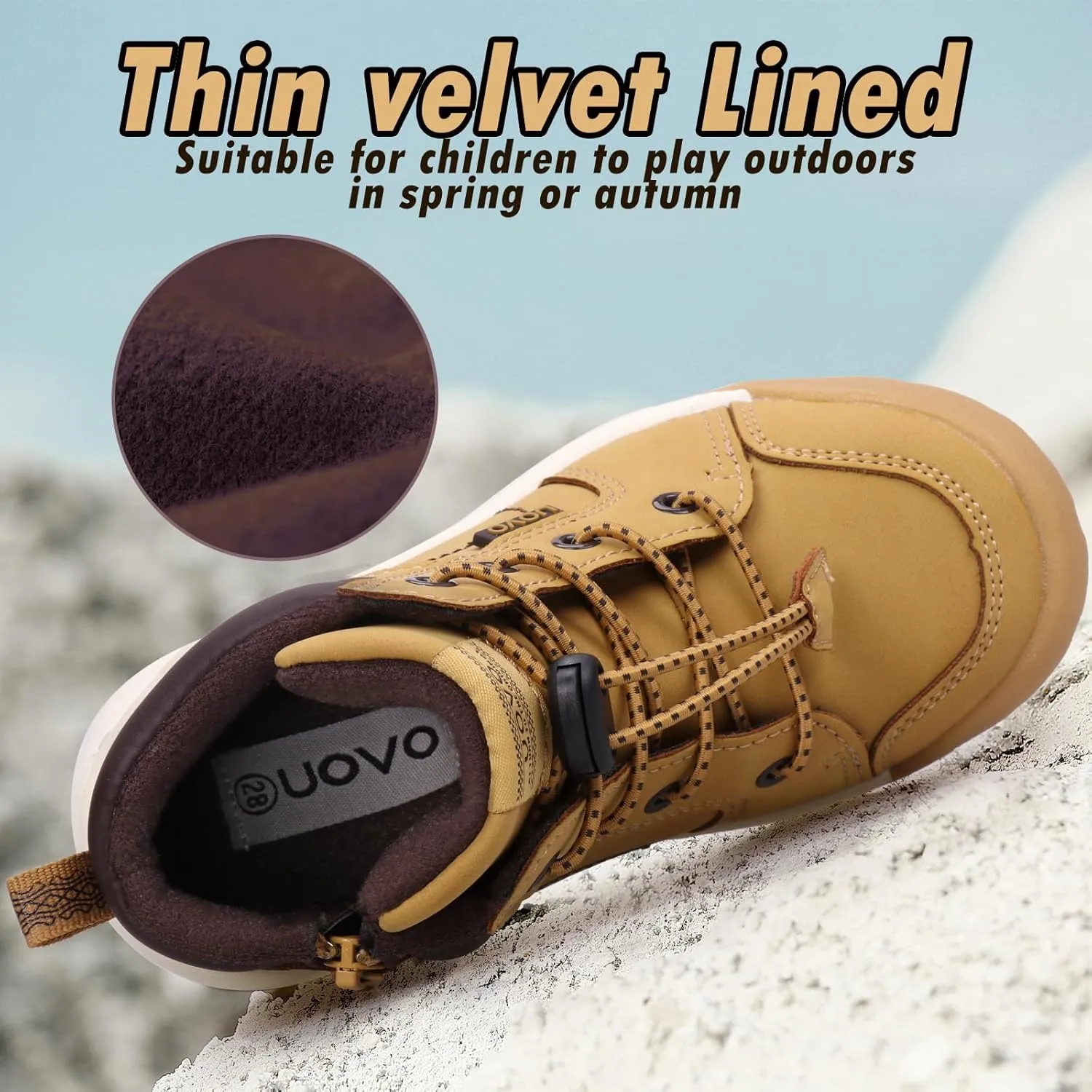 UOVO Kids Boys Winter Snow Boots Ankle Fur Lined Slip Resistant Outdoor Warm Shoes (Toddler/Little Kid)