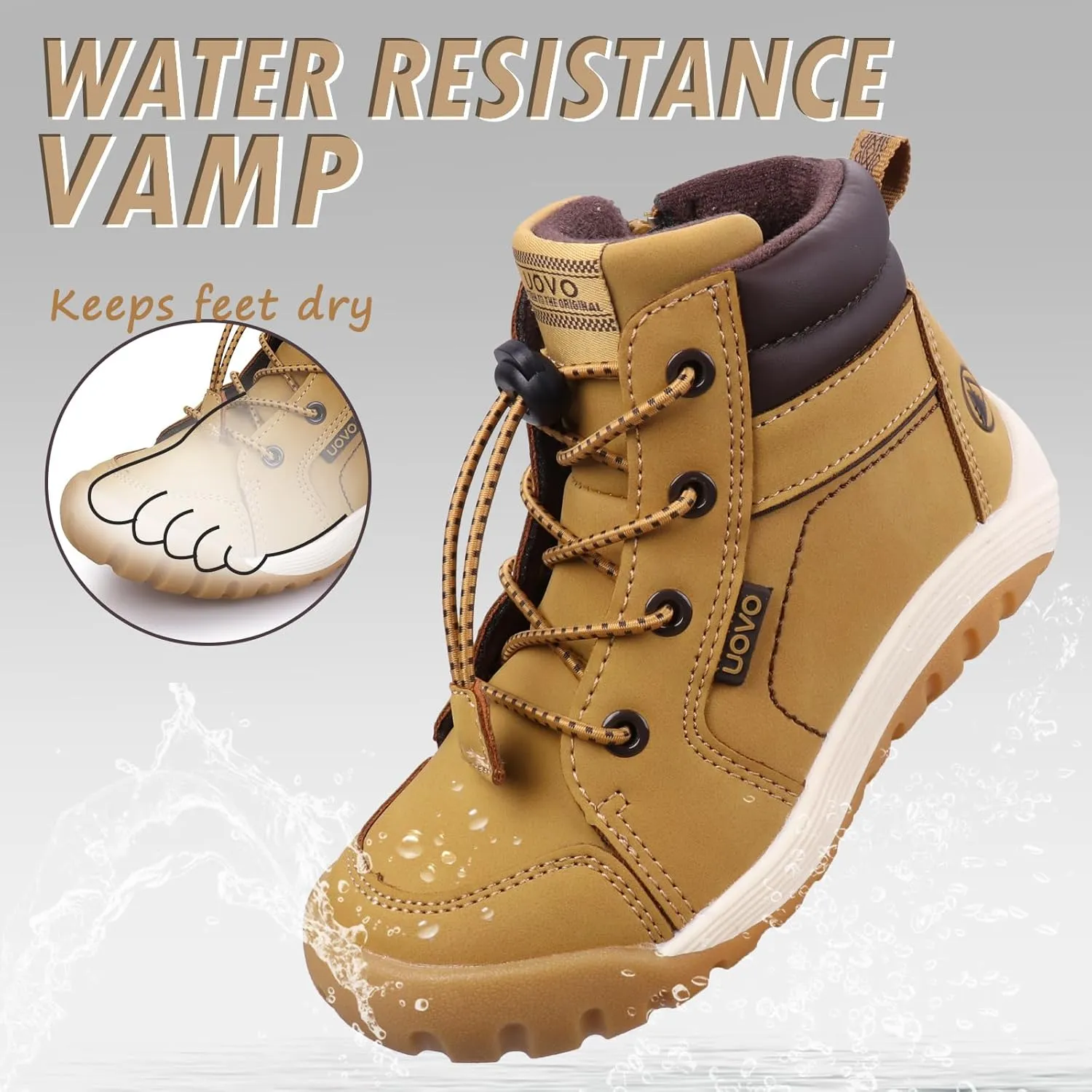UOVO Kids Boys Winter Snow Boots Ankle Fur Lined Slip Resistant Outdoor Warm Shoes (Toddler/Little Kid)