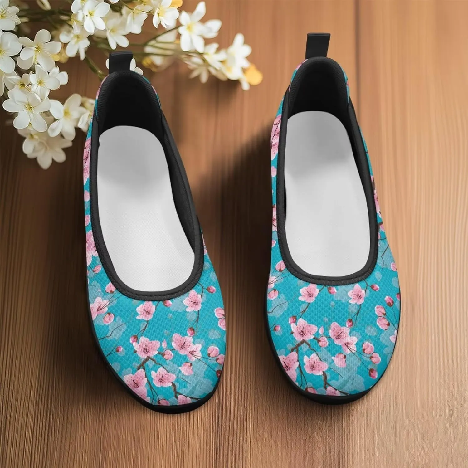 Various Floral Print Women's Flats Round Toe Ballet Loafers Lightweight Mesh Breathable Casual Sneakers Work & Travel