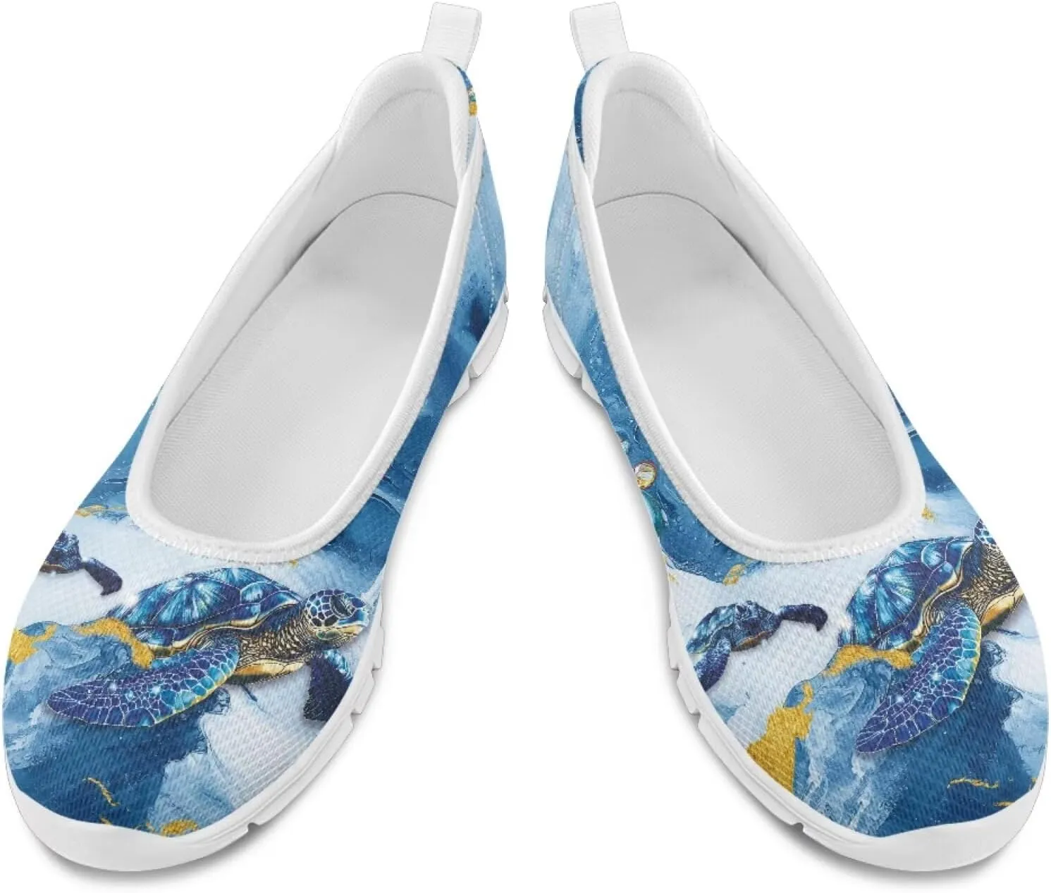 Various Stylish Marble Print Ballet Flats Shoes for Women Round Toe Slip On Mesh Casual Sneakers Fit Comfort Outdoor Walking Platform Loafers
