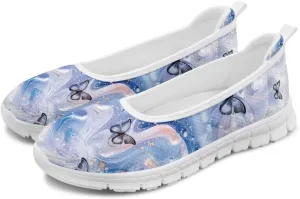 Various Stylish Marble Print Ballet Flats Shoes for Women Round Toe Slip On Mesh Casual Sneakers Fit Comfort Outdoor Walking Platform Loafers