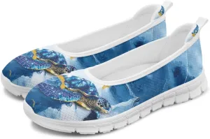 Various Stylish Marble Print Ballet Flats Shoes for Women Round Toe Slip On Mesh Casual Sneakers Fit Comfort Outdoor Walking Platform Loafers