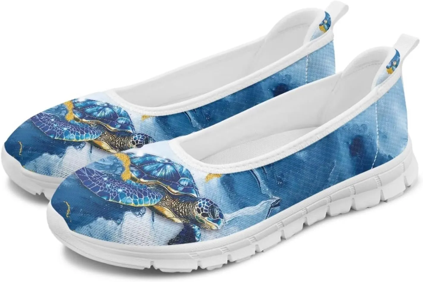 Various Stylish Marble Print Ballet Flats Shoes for Women Round Toe Slip On Mesh Casual Sneakers Fit Comfort Outdoor Walking Platform Loafers