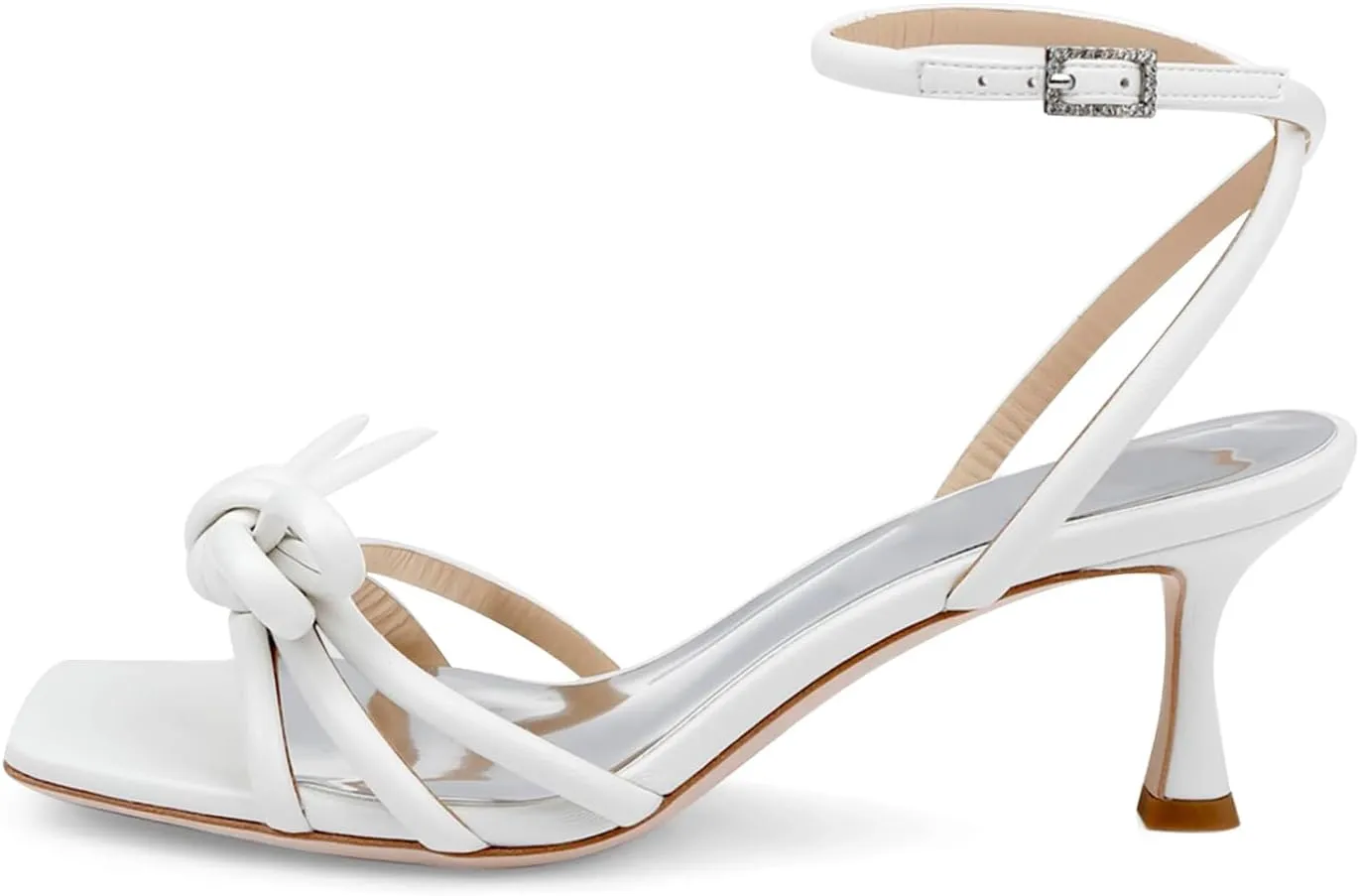 Vaslemuse Heels, Kitten Heels for Women, Bow Heel Sandals Square Open Toe, for Wedding Dress Party