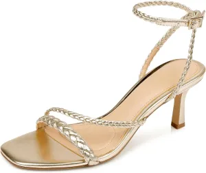 Vaslemuse Heels, Kitten Heels for Women, Strappy Sandals Braided Heels Ankle Strap Dress Pumps Square Open Toe Party Dance Shoes
