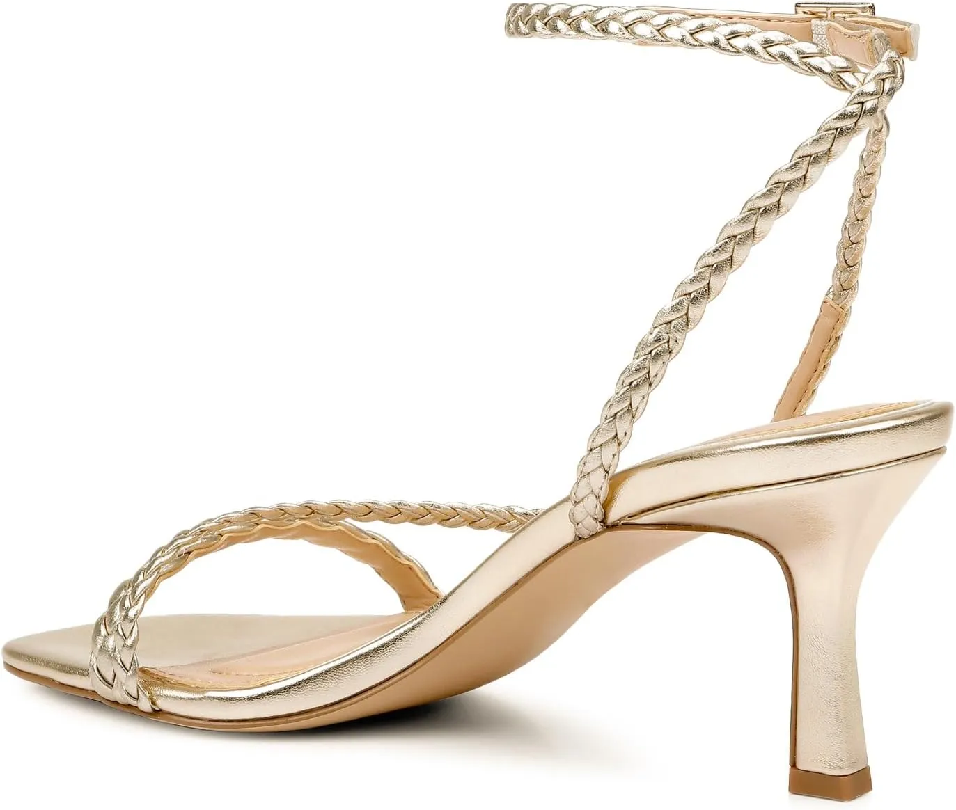 Vaslemuse Heels, Kitten Heels for Women, Strappy Sandals Braided Heels Ankle Strap Dress Pumps Square Open Toe Party Dance Shoes