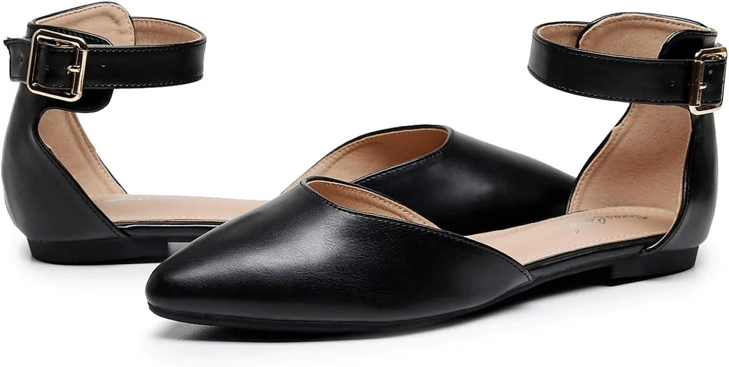 VenusCelia Women's D'Orsay Strap Flat Shoe