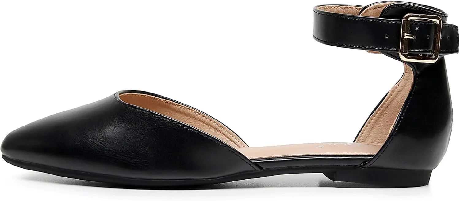 VenusCelia Women's D'Orsay Strap Flat Shoe