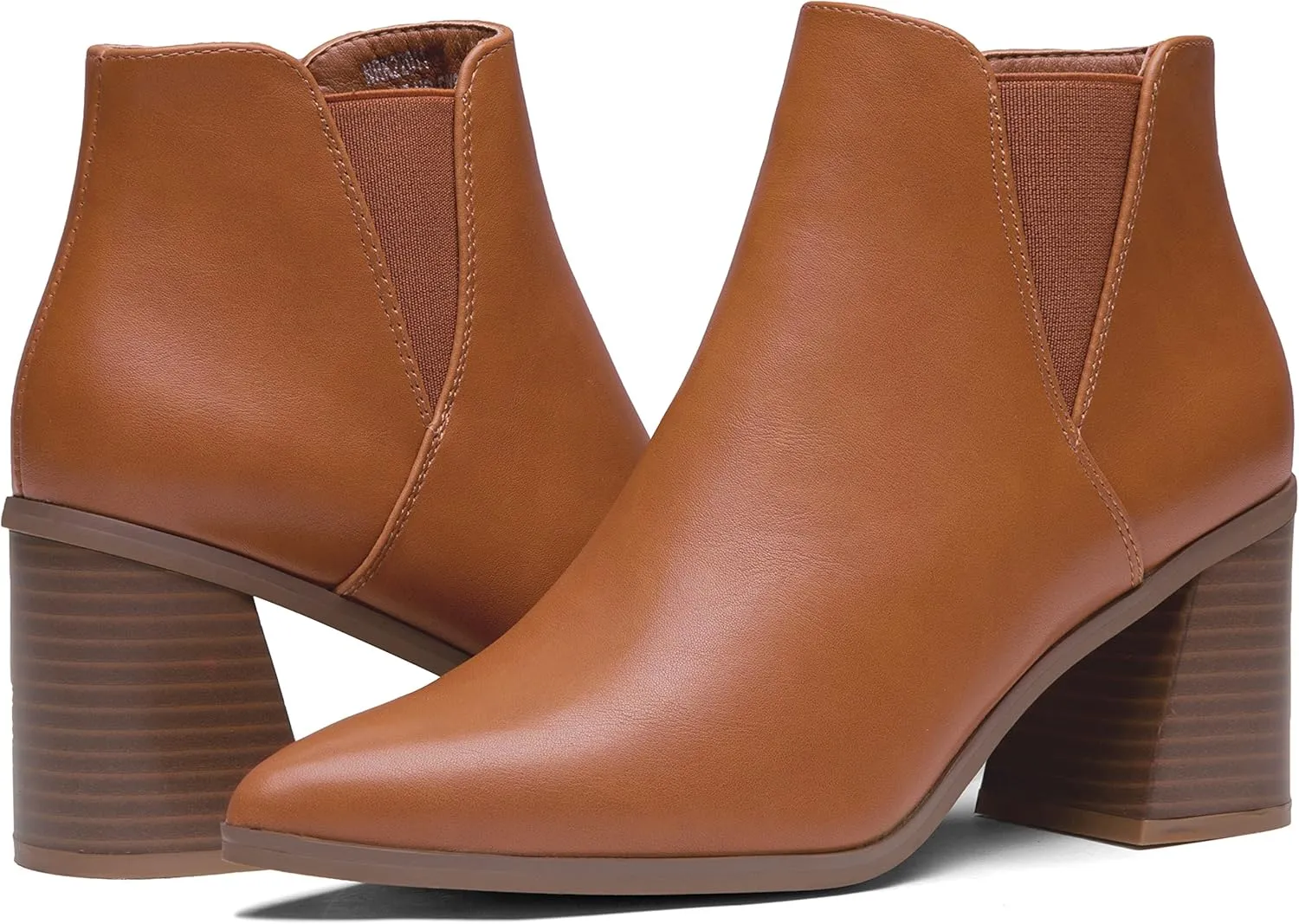 Vepose Women's 9631 Ankle Booties Pointed Toe, Block Chunky Heel Boots with Side Zipper