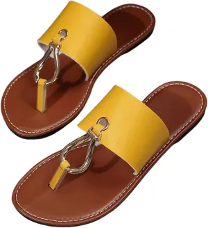 Verdusa Women's Summer Colorblock Thong Sandals Open Toe Slip on Slippers
