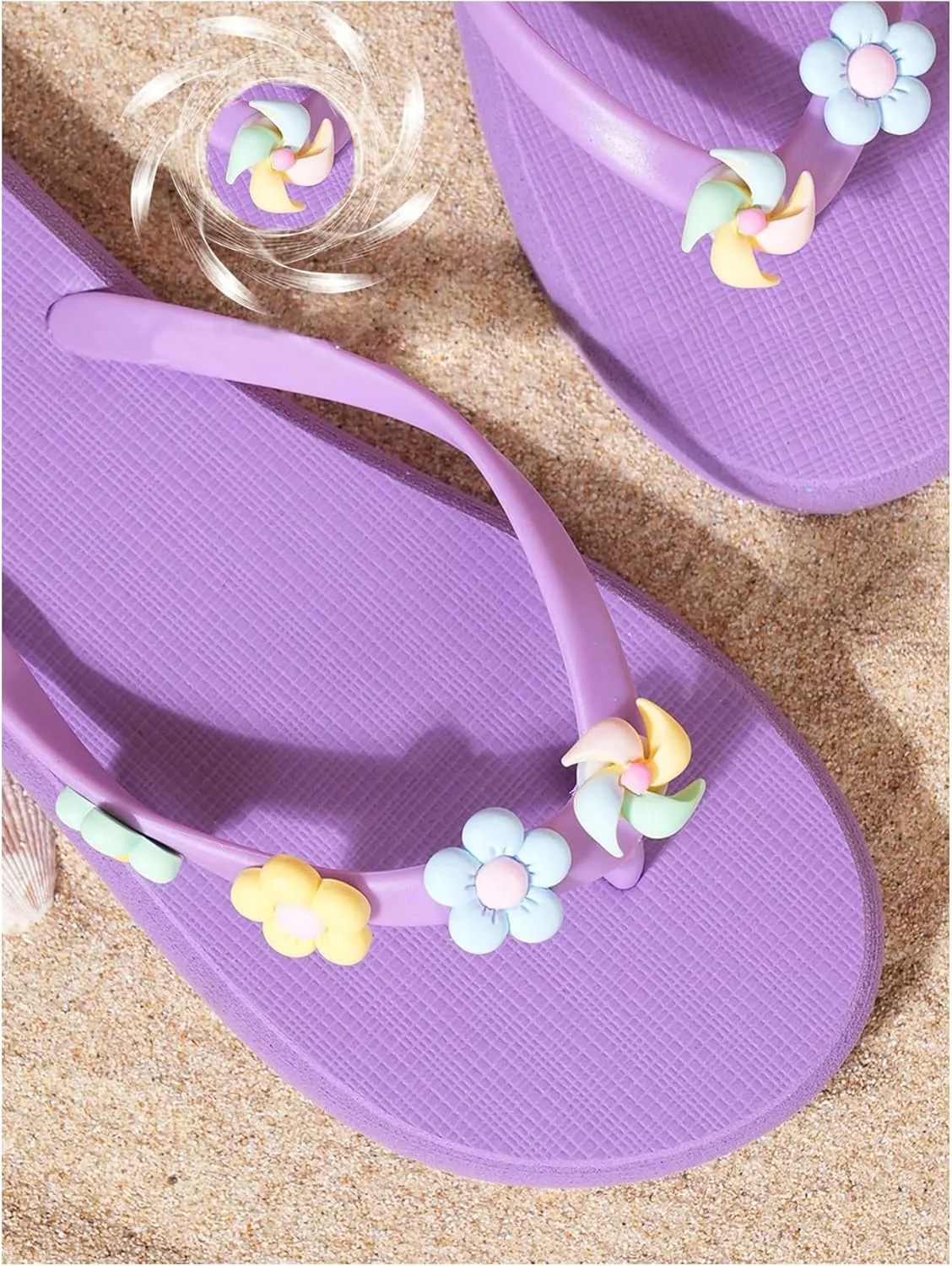 Verdusa Women's Vacation Floral T Strap Thong Sandals Summer Open Toe Flat Flip Flops