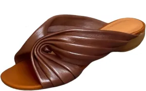 Vintage Gladiator Style Women's Slide Sandals Cross-Pleated Design Soft Sole Genuine Leather Shoes Breathable and Comfortable Casual Summer