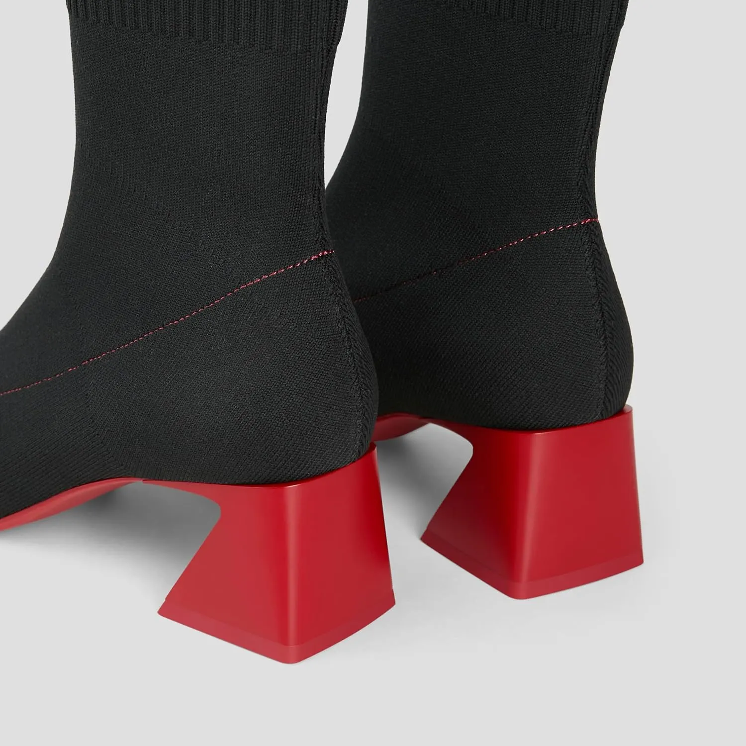 VIVAIA Regina Pro Women's High Heels Ankle Boots Slip on Square Toe Ankle Booties 2.2'' Mid-High Chunky Heel Booties Lady Dress Short Winter Fall Boots