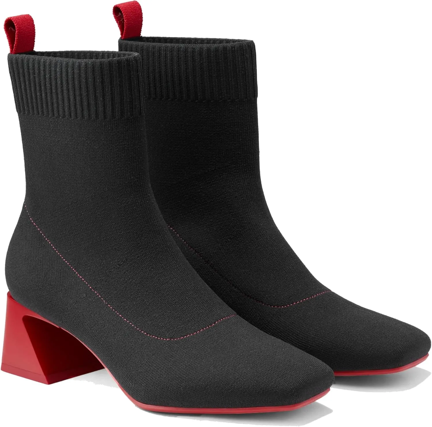 VIVAIA Regina Pro Women's High Heels Ankle Boots Slip on Square Toe Ankle Booties 2.2'' Mid-High Chunky Heel Booties Lady Dress Short Winter Fall Boots
