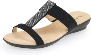 VJH confort Women’s Slides, Comfortable Open toe Rhinestone H-band Dressy Flat Sandals