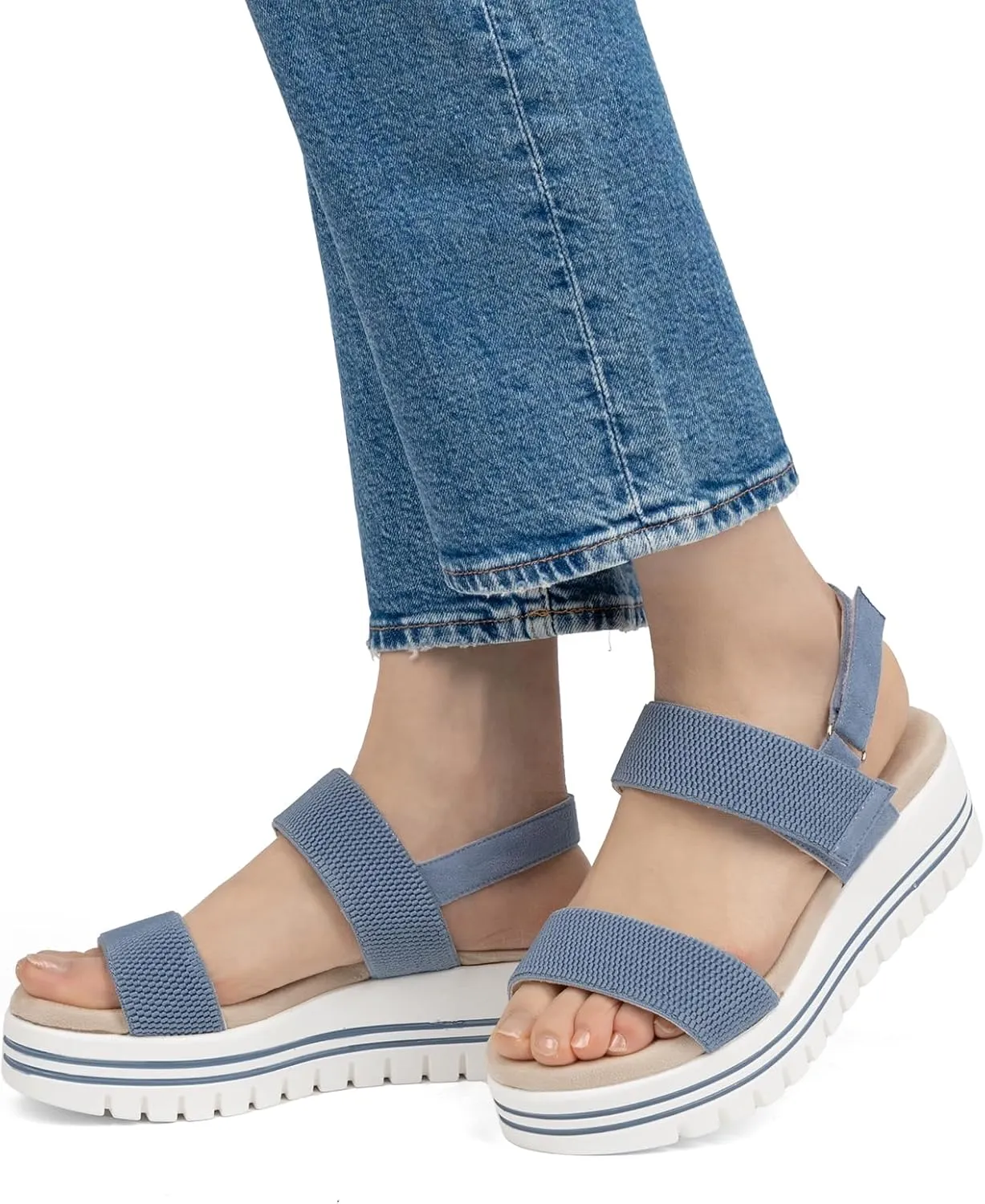 VJH confort Women's Wedge Sandals, Open Toe Ankle Strap Casual Platform Sandals